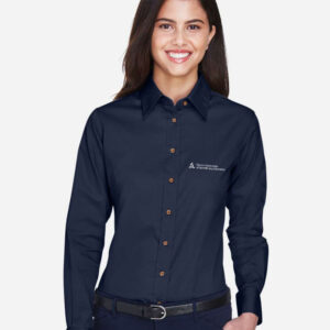 Women's Long Sleeve Twill Dress Shirt with Stain-Release